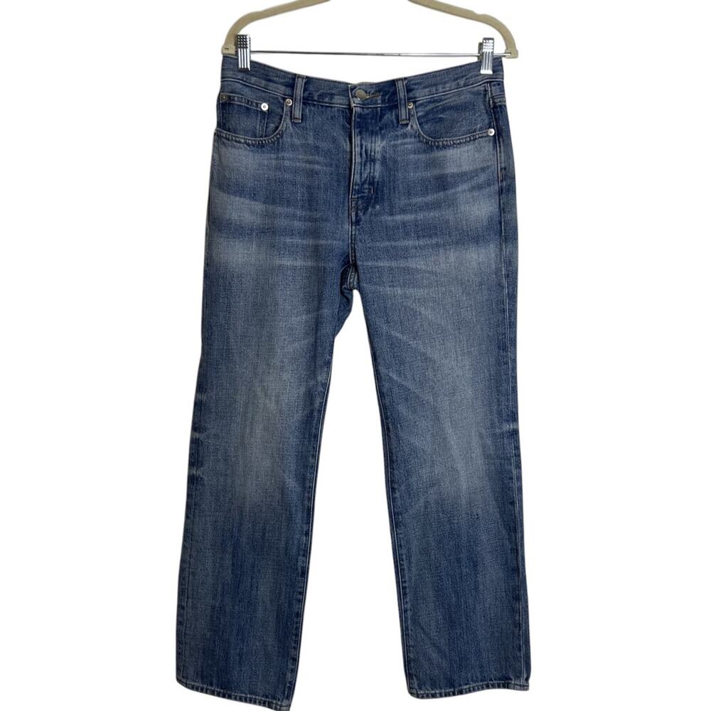 J Crew Womens RE '84 Slouchy Jeans Size 27 Blue Button Fly Straight Leg